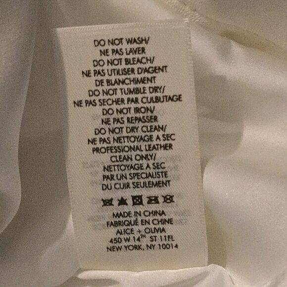 Alice + Olivia Large Lamb Leather Jacket Cream Snow Old Money Quiet Luxury - Picture 8 of 10